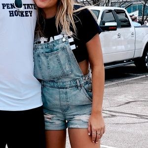 Light denim overalls